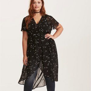 Black Floral Print Chiffon Split Maxi Top - Torrid